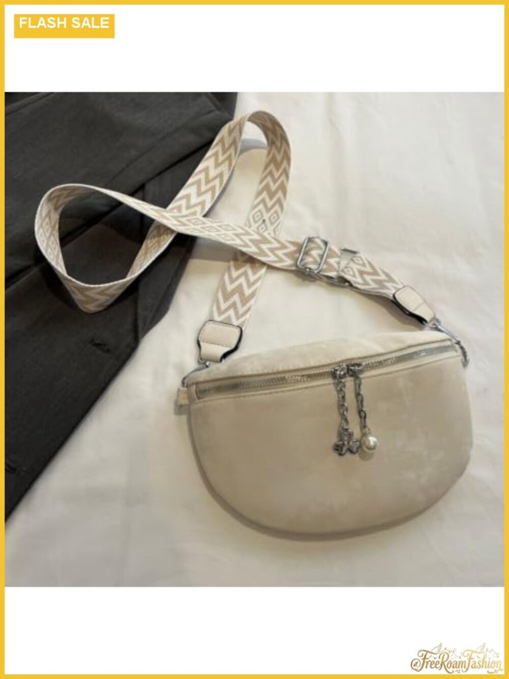 Faux Suede Crossbody Bag Adjustable Wide Strap Fanny Pack Waist Bag